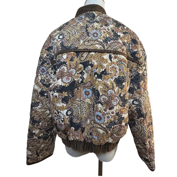 Free People Quilted‎ Tapestry Reversible Paisley Bomber Jacket XS Boho Vintage - Picture 4 of 9
